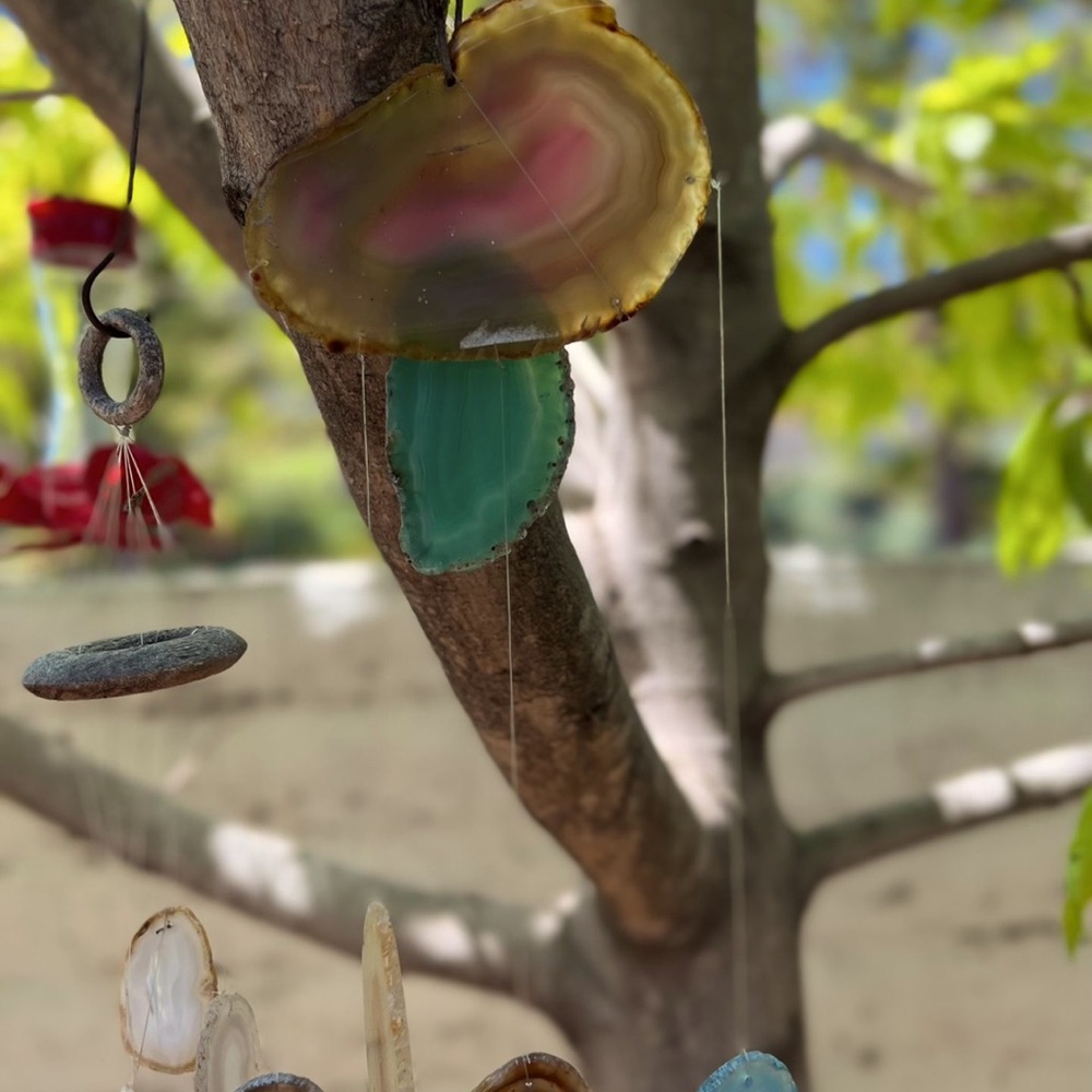 Breathtaking gem cut crystals octet of wind chimes
